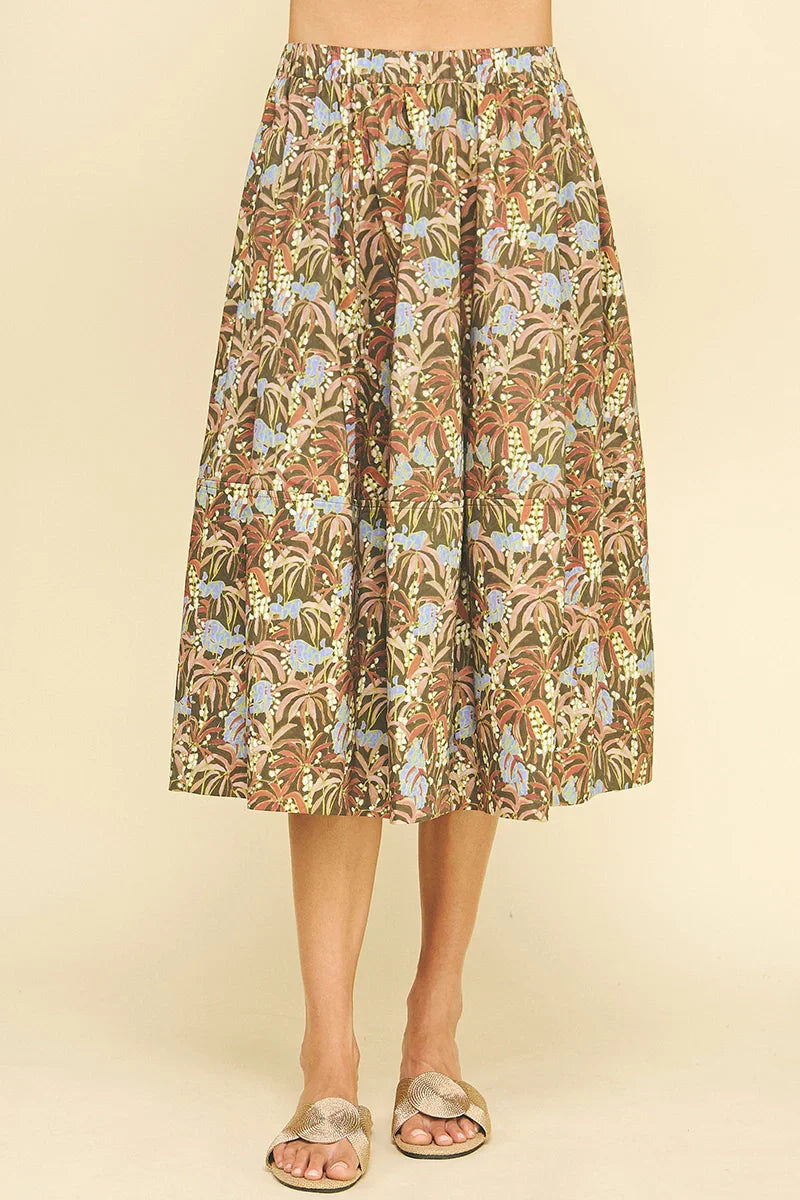 Deep Olive Multi Millie Cotton Skirt