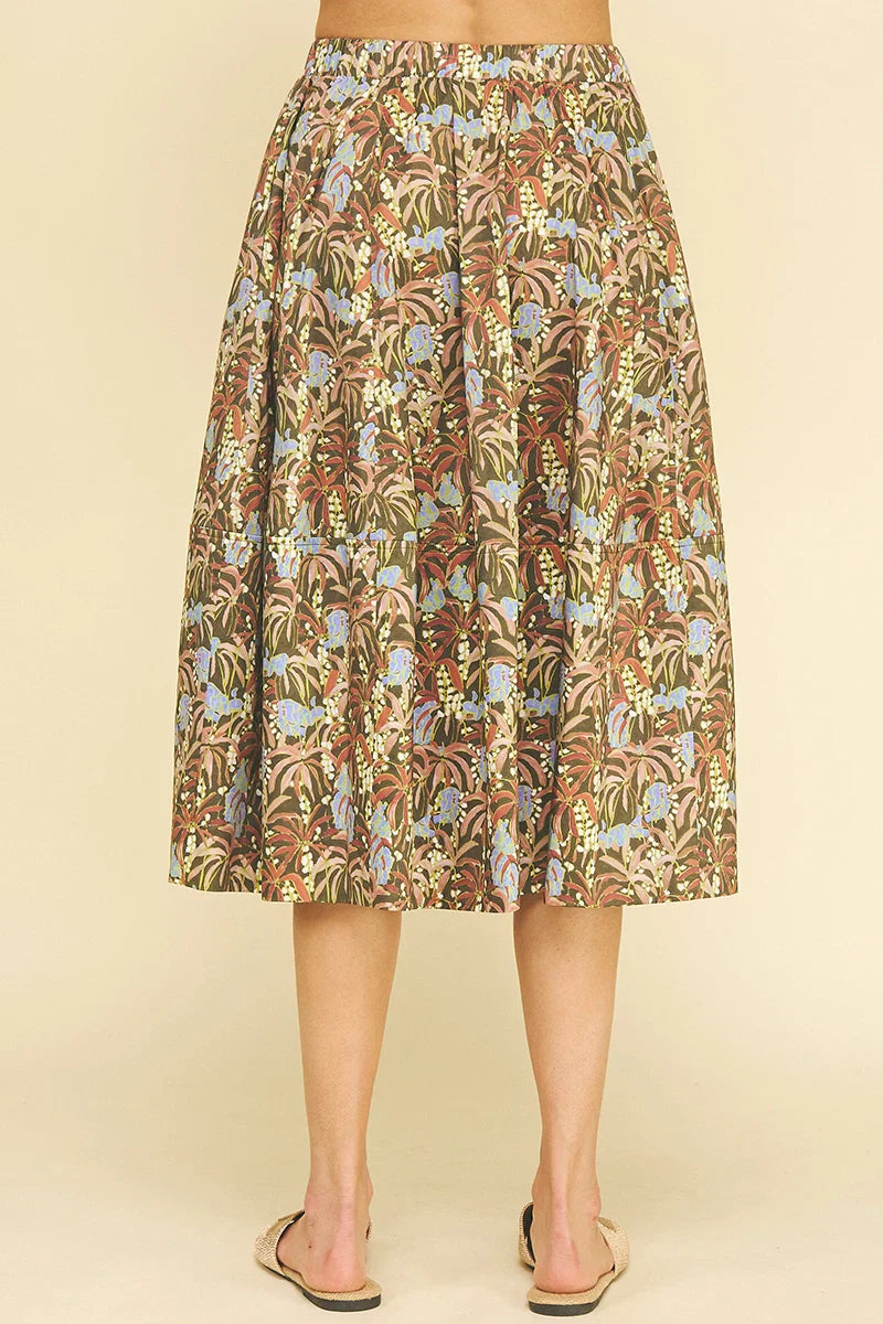 Deep Olive Multi Millie Cotton Skirt
