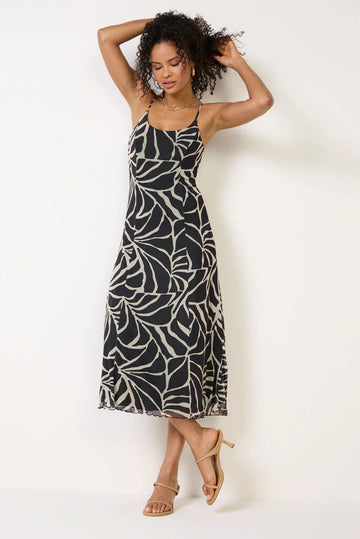 Black Charisma Tova Palm Midi Dress