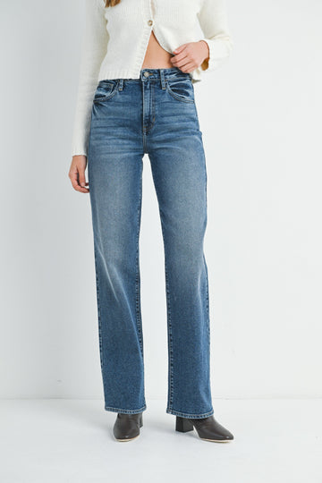 Longer Length Dark Straight Leg Denim