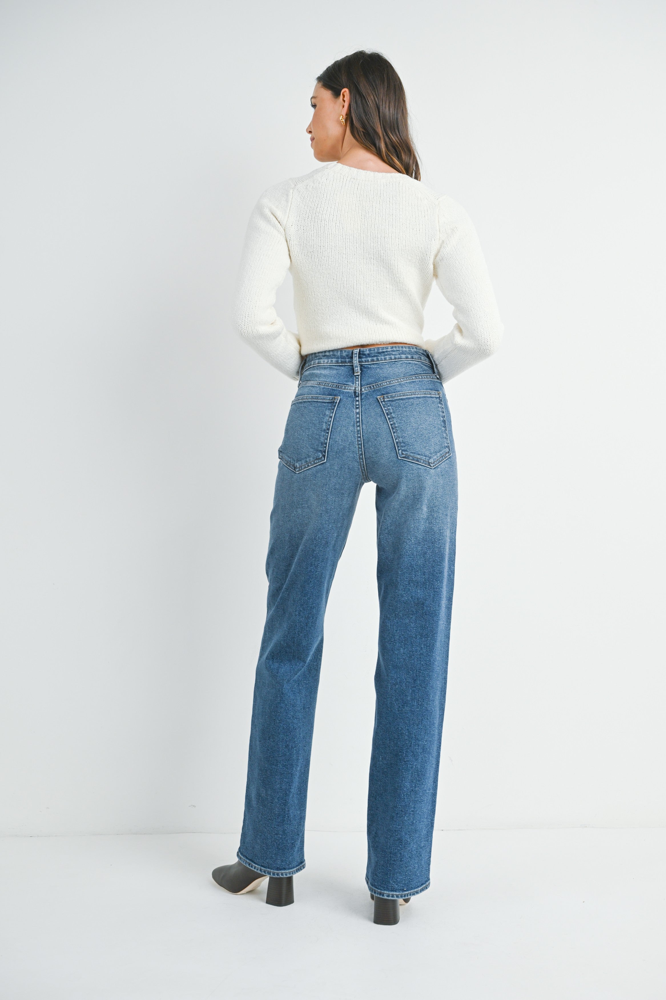 Longer Length Dark Straight Leg Denim