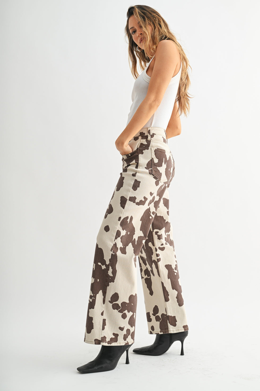 Cow Denim Long Length Wide Leg