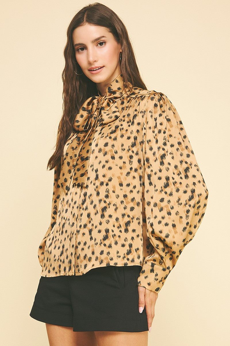 Leopard Tie Blouse