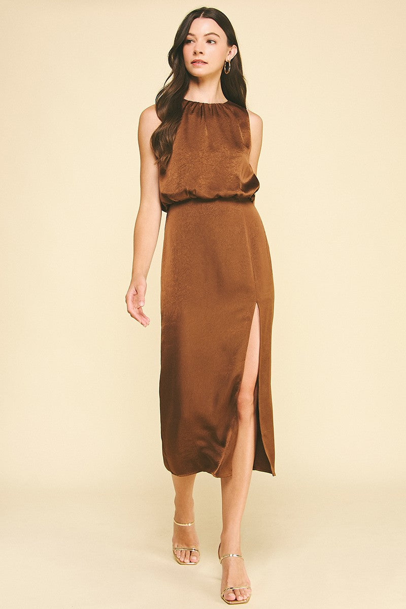 Brown Freya Midi Dress