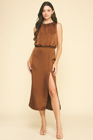 Brown Freya Midi Dress