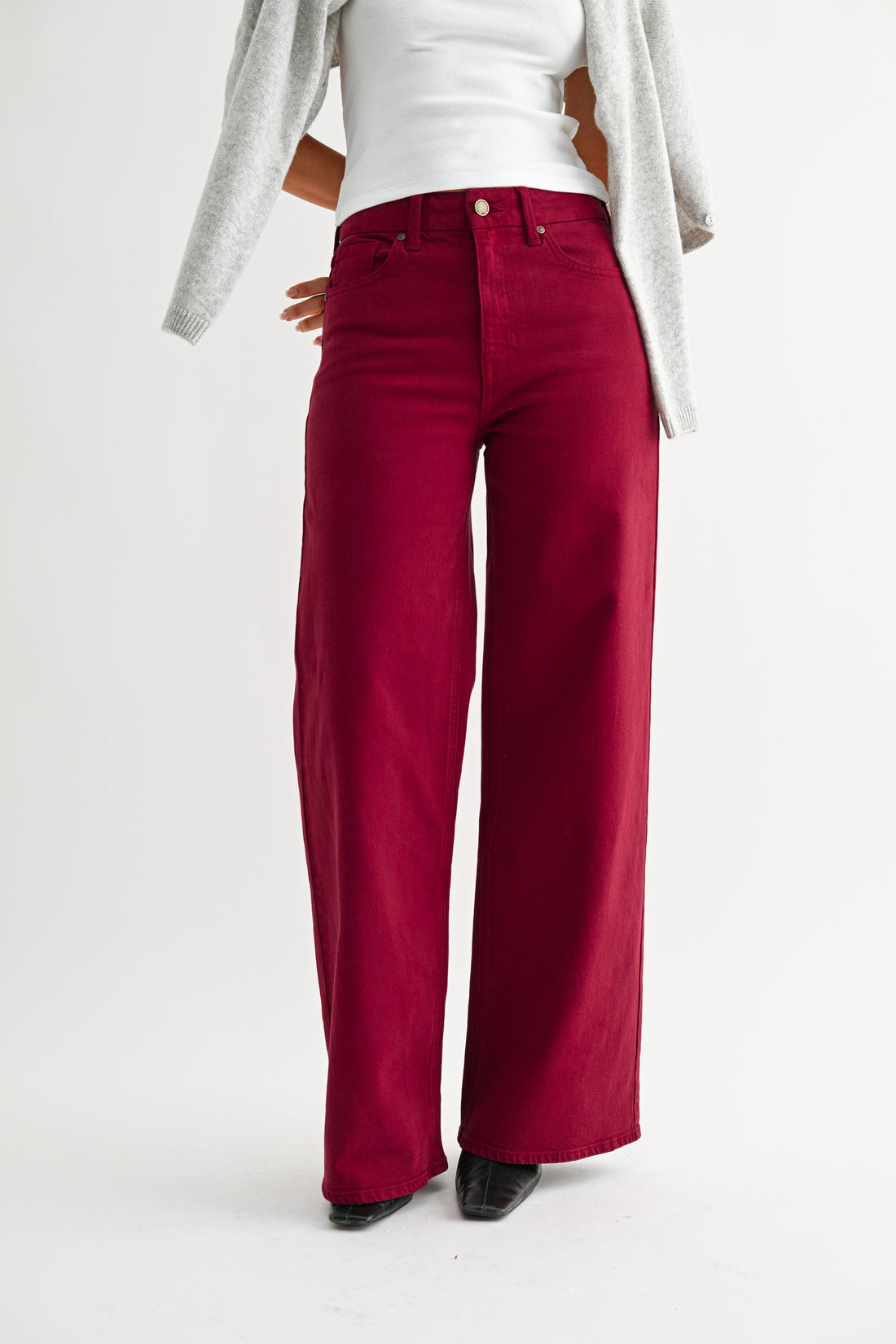 Vintage Dark Cherry HR Palazzo Wide Leg Jean