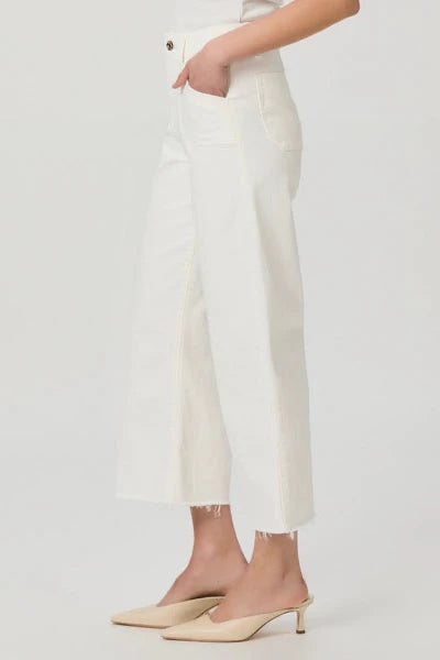 Tonal Ecru Anessa Welt Utility Pocket Raw Hem Denim