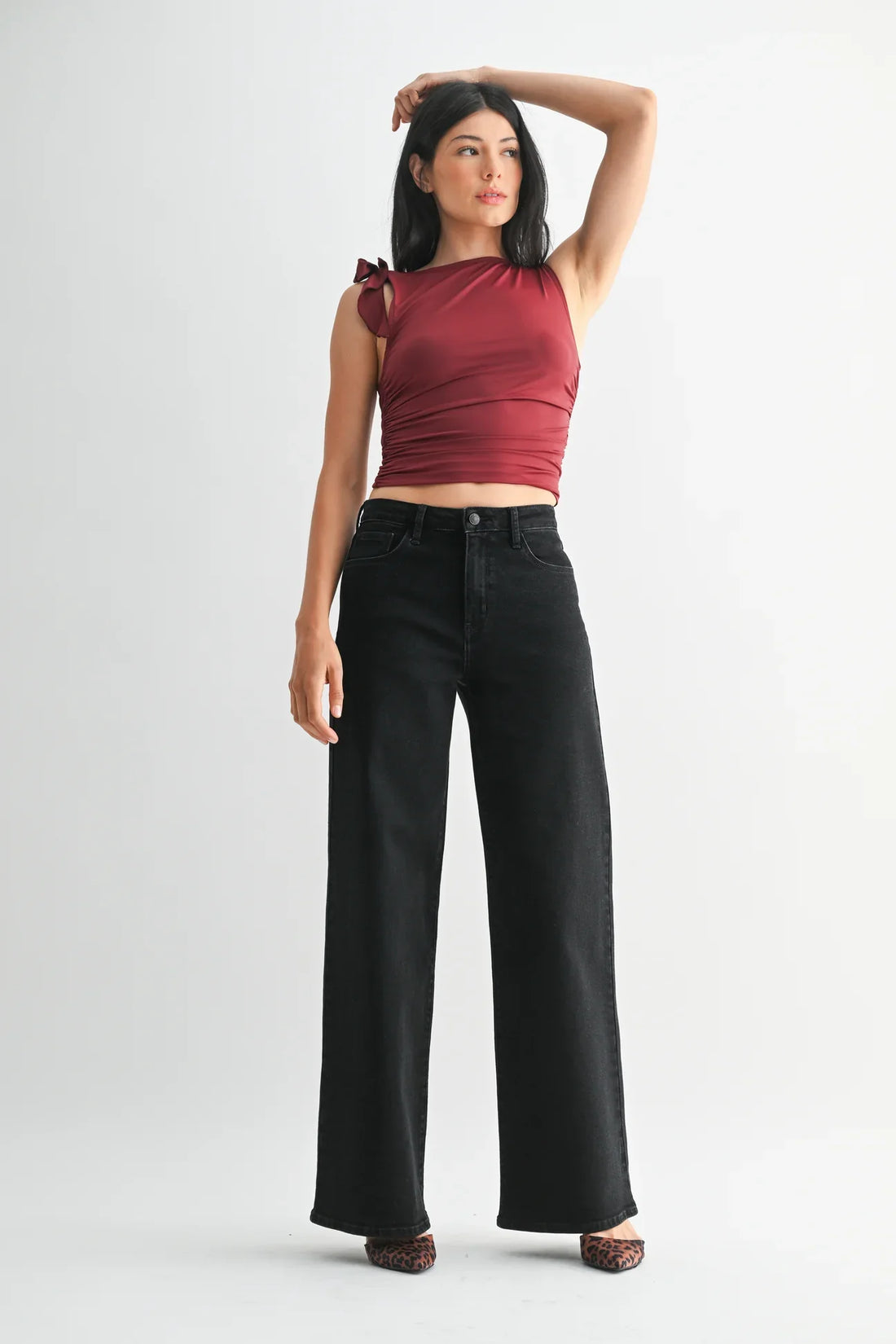 Black Stretchy Wide Leg