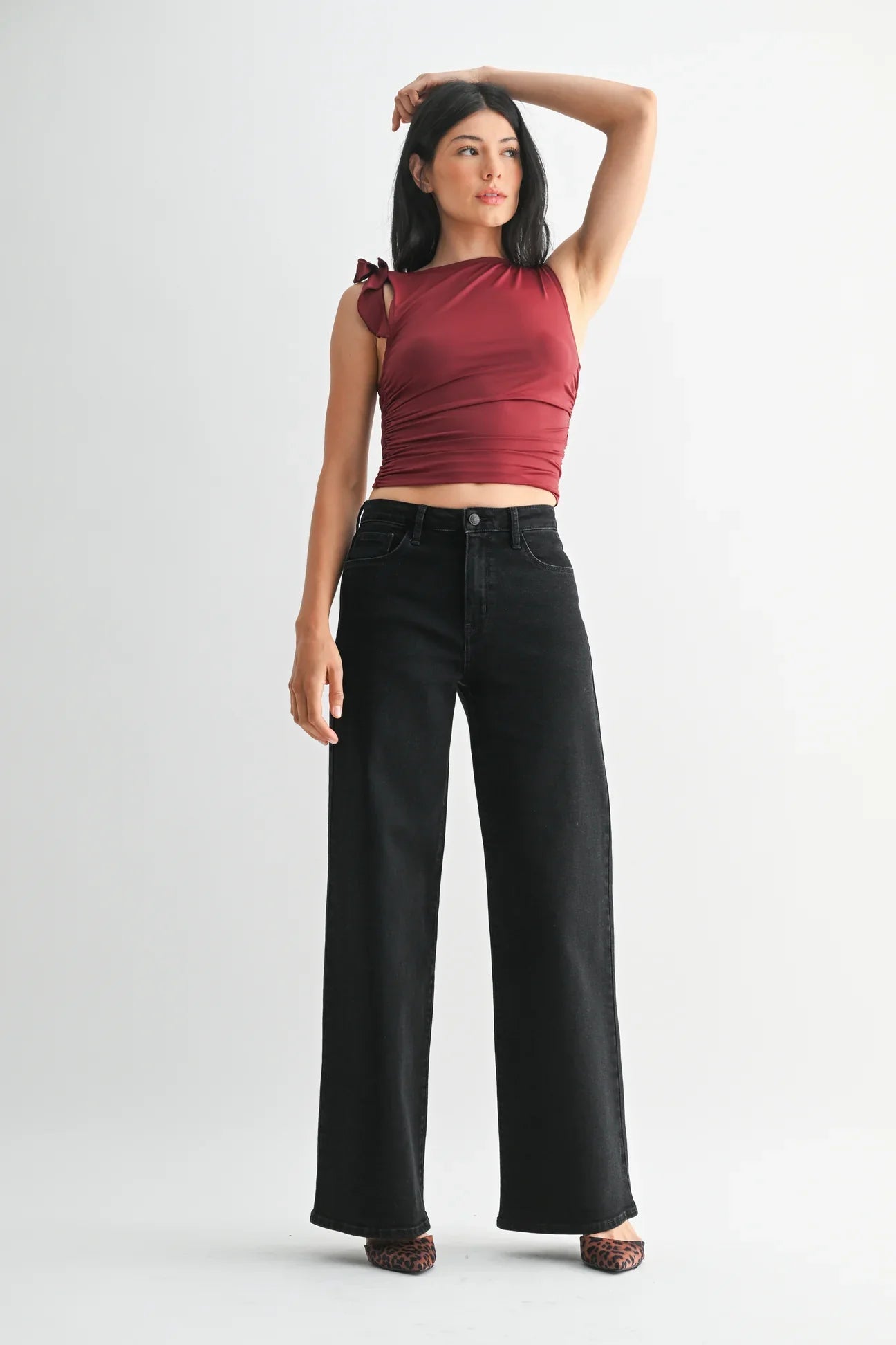 Black Stretchy Wide Leg