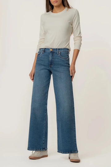 Generous Dark Maya High Rise Fab Ab Wide Leg