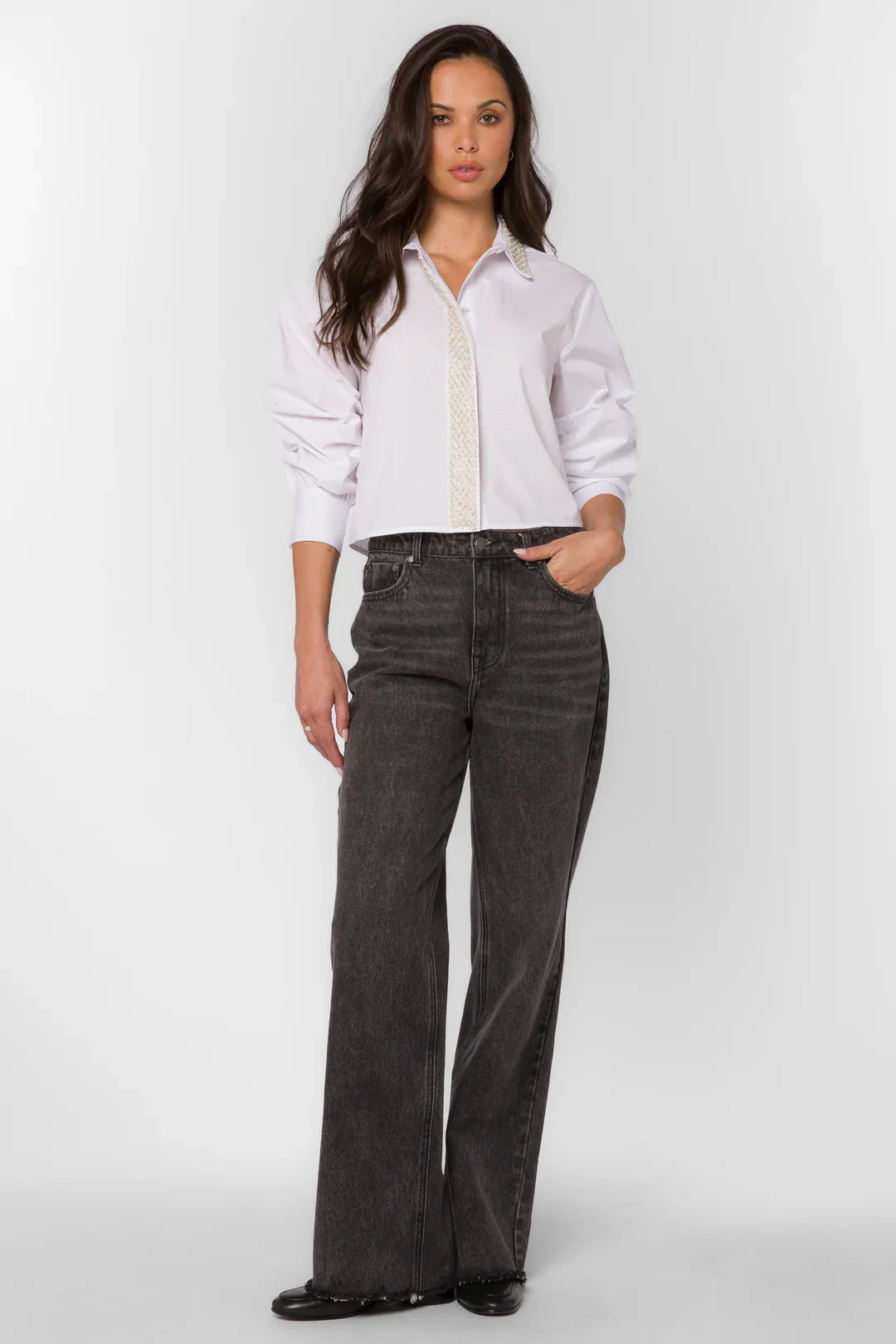 Optic White Pearl Blouse