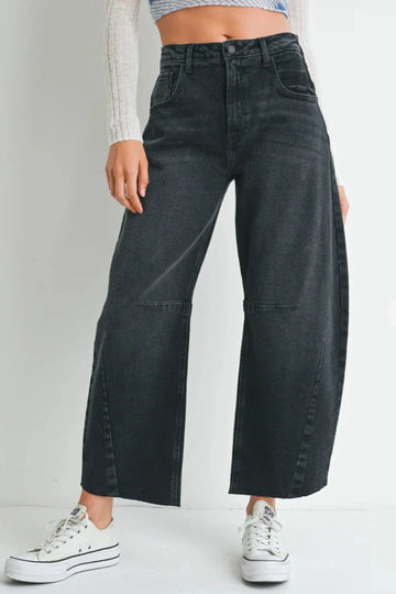 Washed Black Barrel Jean