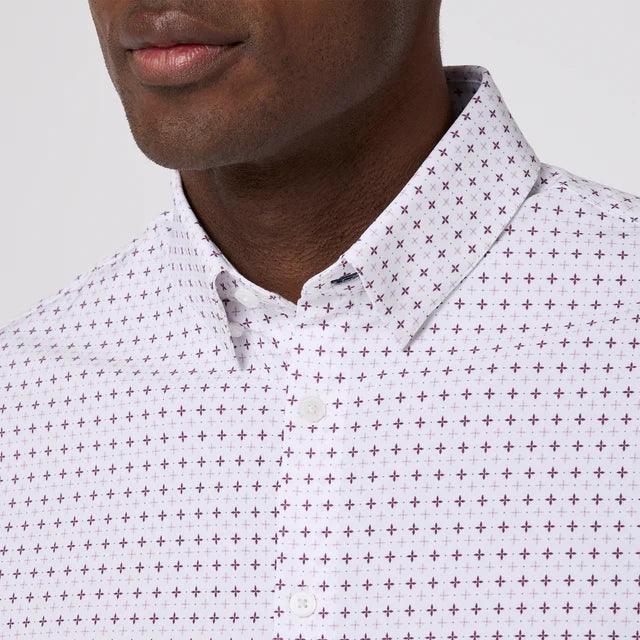 Eggplant Hatch Mark Leeward LS Dress Shirt