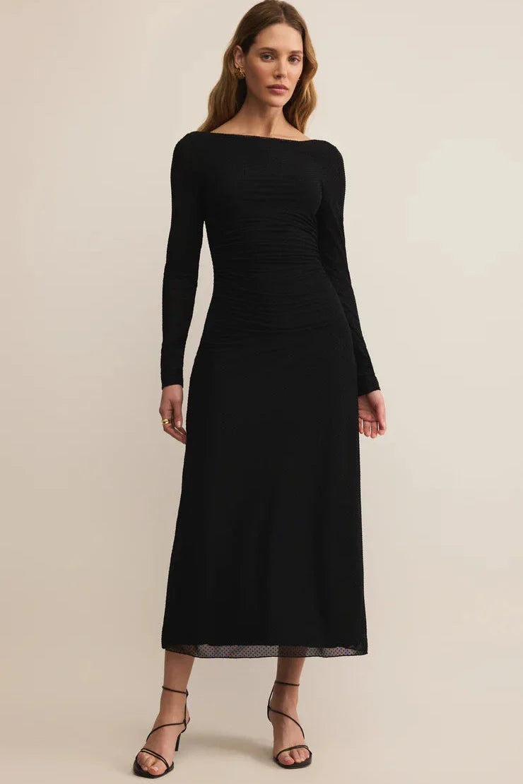 Black Spellbound Mesh Midi Dress