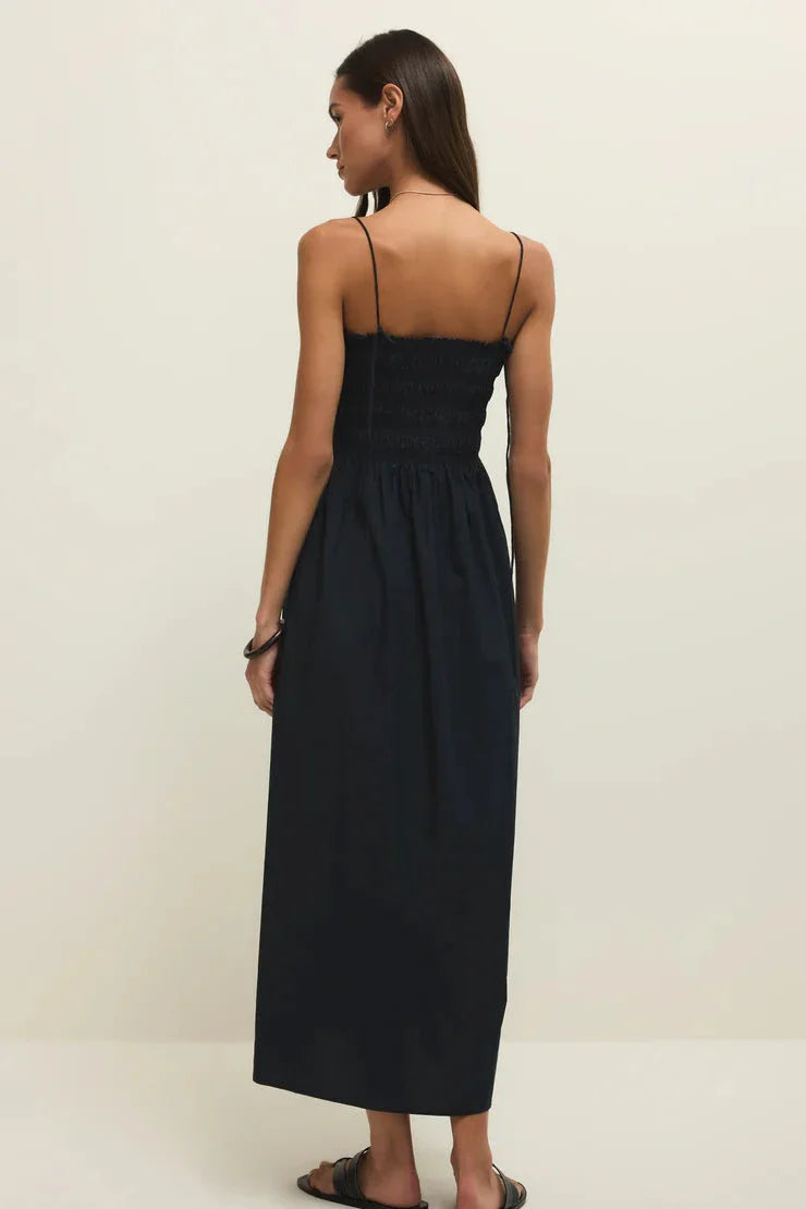 Black Cornelia Poplin Maxi Dress