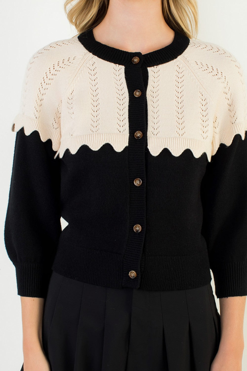 Black & Cream Penny Cardigan